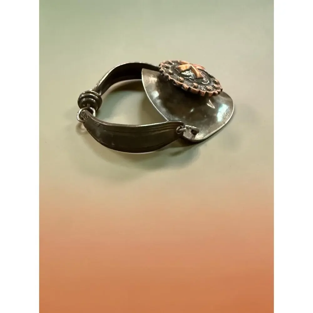 Vintage Handmade Copper Cross Concho Bracelet Southwestern Magnetic 8.25